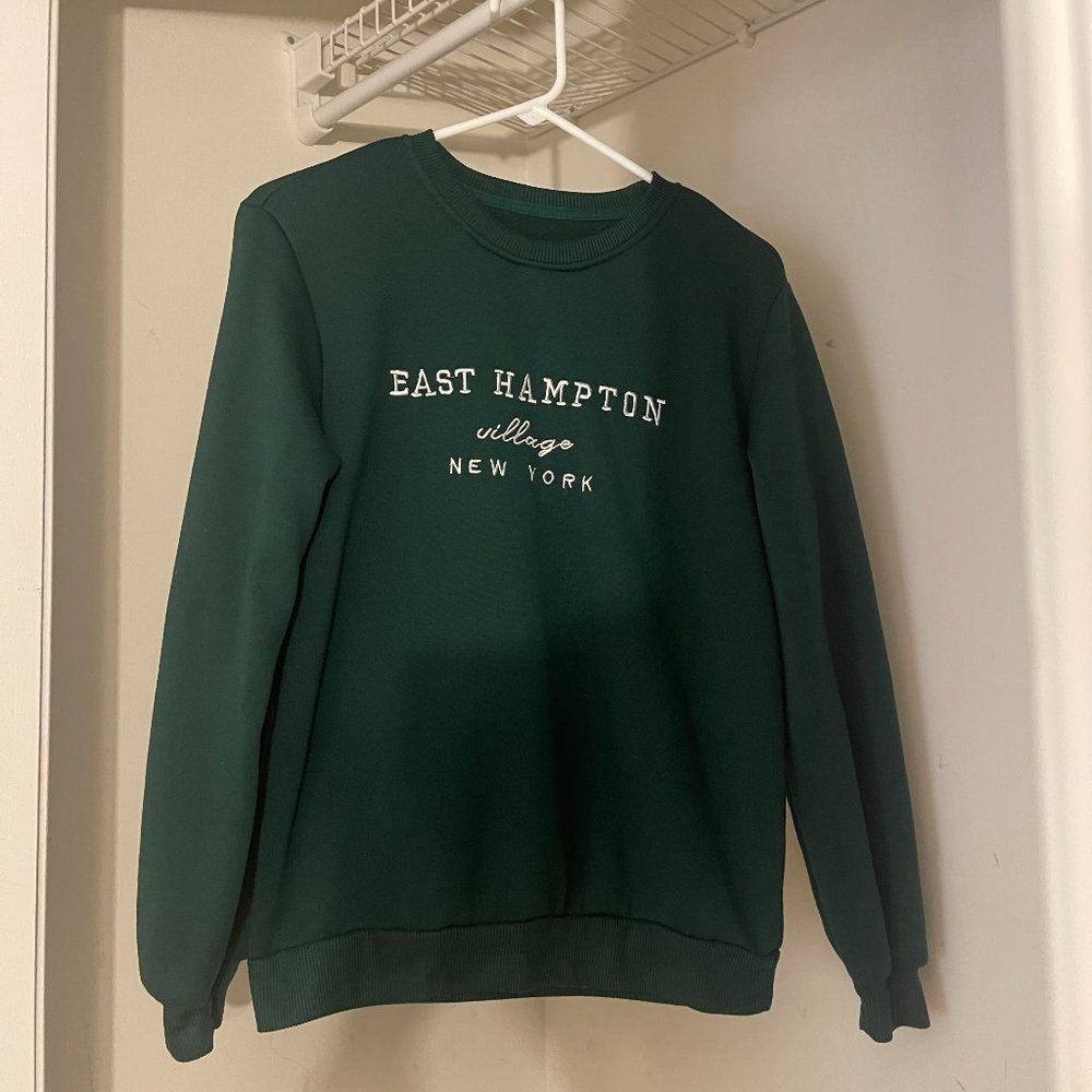 Green New York Fleece Lined SHEIN Sweatshirt